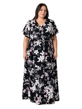 Celkuser Plus Size Floral Maxi Dress Size 26